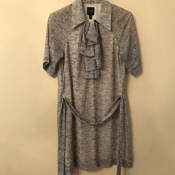 Chequer Printed Sheer Ruffle Front Dress - Picture 2 of 5